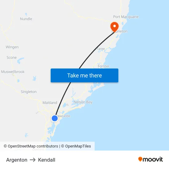 Argenton to Kendall map