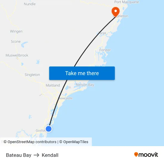 Bateau Bay to Kendall map