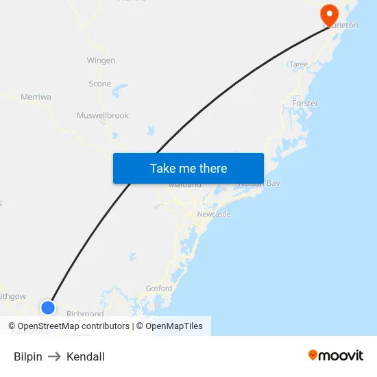 Bilpin to Kendall map