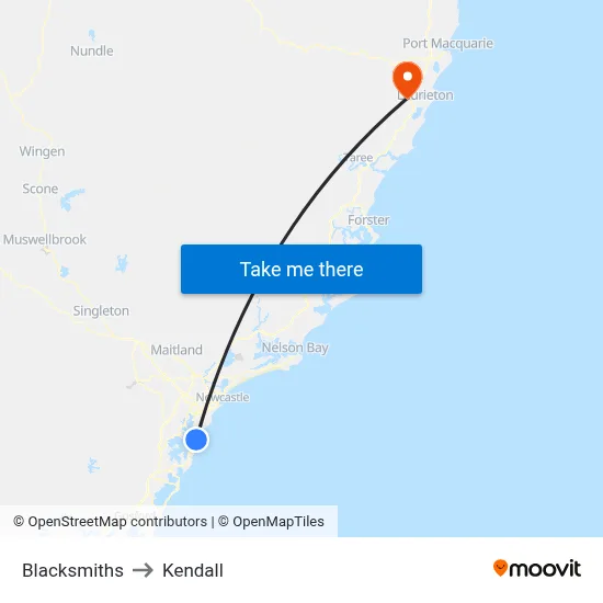 Blacksmiths to Kendall map