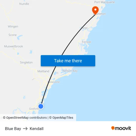 Blue Bay to Kendall map