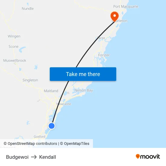 Budgewoi to Kendall map