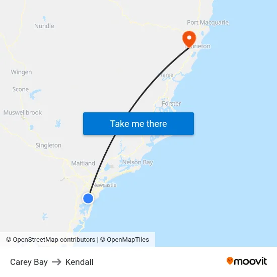 Carey Bay to Kendall map