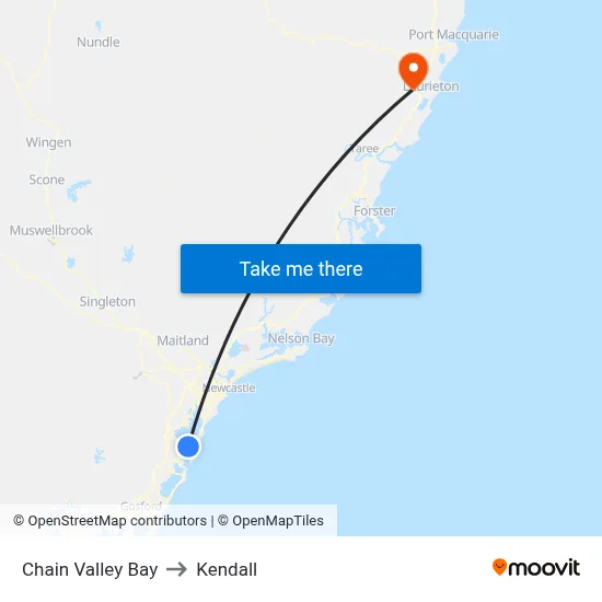 Chain Valley Bay to Kendall map