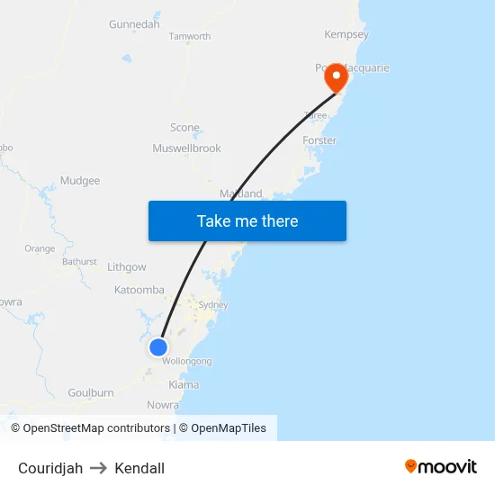 Couridjah to Kendall map