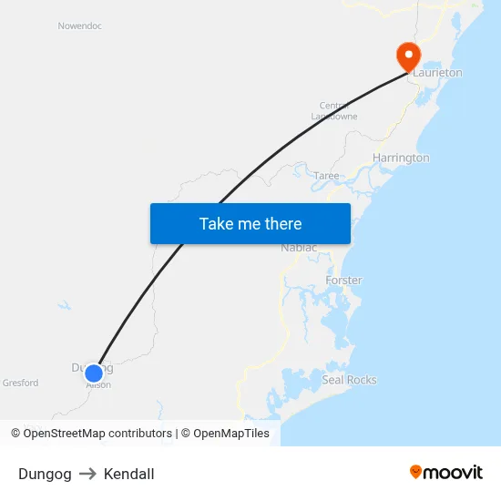 Dungog to Kendall map