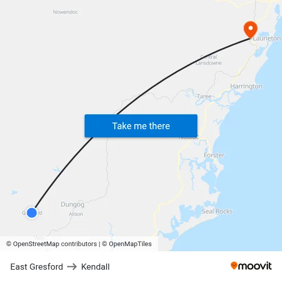 East Gresford to Kendall map