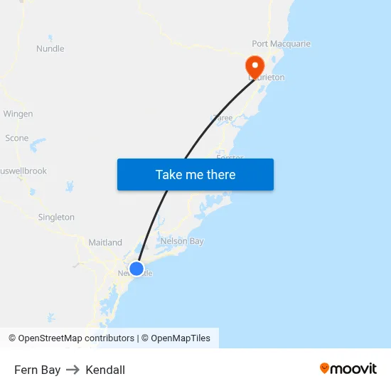 Fern Bay to Kendall map