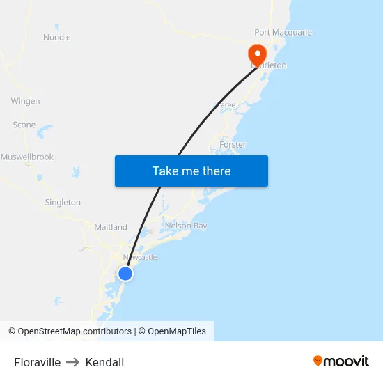 Floraville to Kendall map