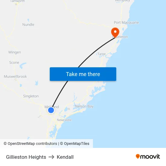 Gillieston Heights to Kendall map