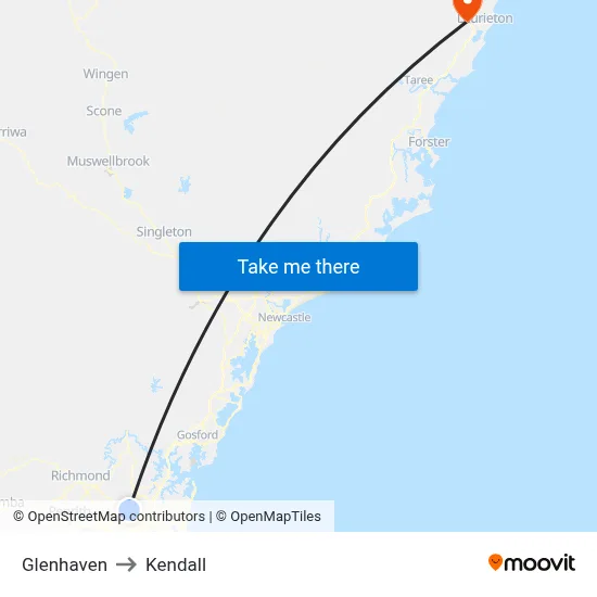 Glenhaven to Kendall map