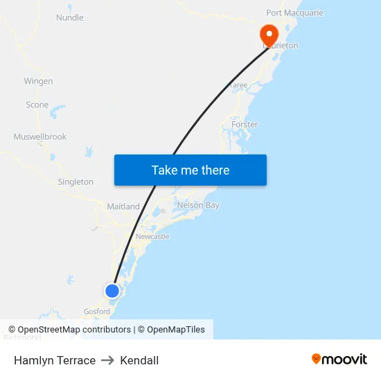 Hamlyn Terrace to Kendall map