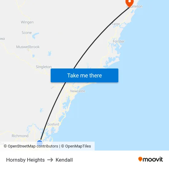 Hornsby Heights to Kendall map