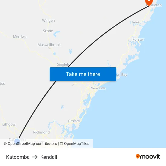 Katoomba to Kendall map