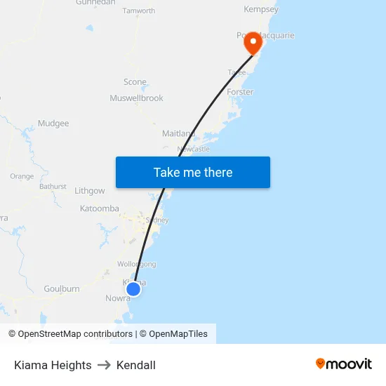 Kiama Heights to Kendall map
