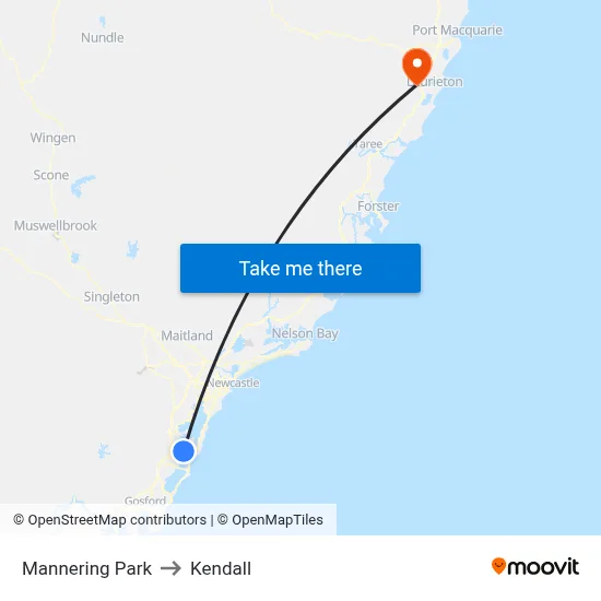 Mannering Park to Kendall map