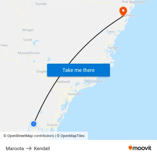 Maroota to Kendall map