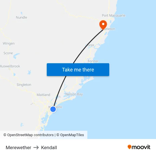 Merewether to Kendall map