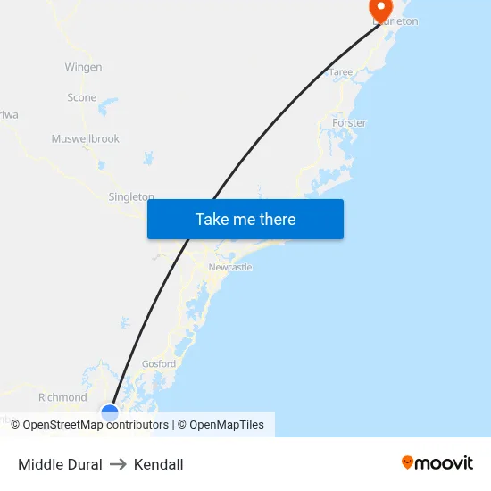 Middle Dural to Kendall map