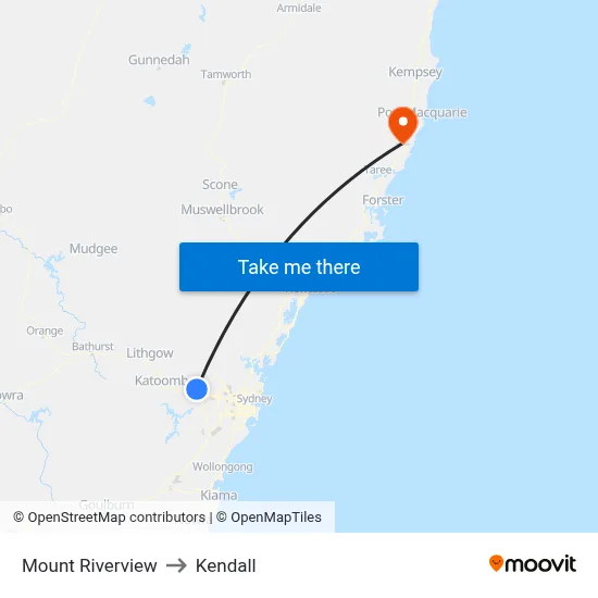Mount Riverview to Kendall map