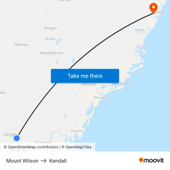 Mount Wilson to Kendall map