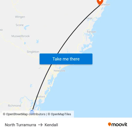 North Turramurra to Kendall map