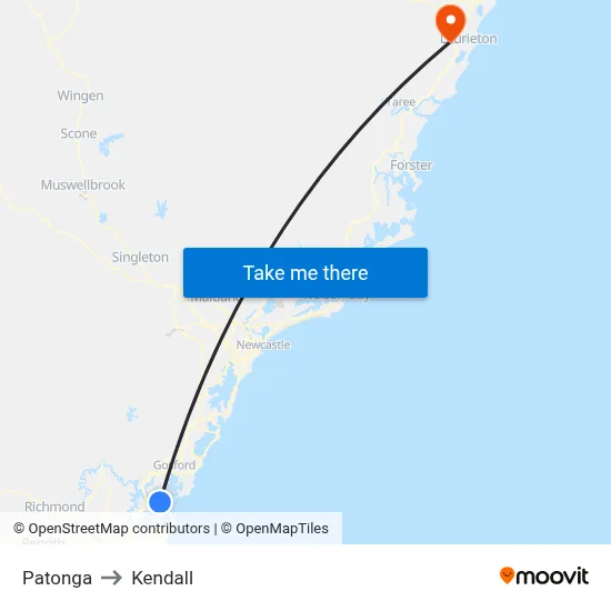 Patonga to Kendall map