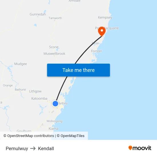 Pemulwuy to Kendall map