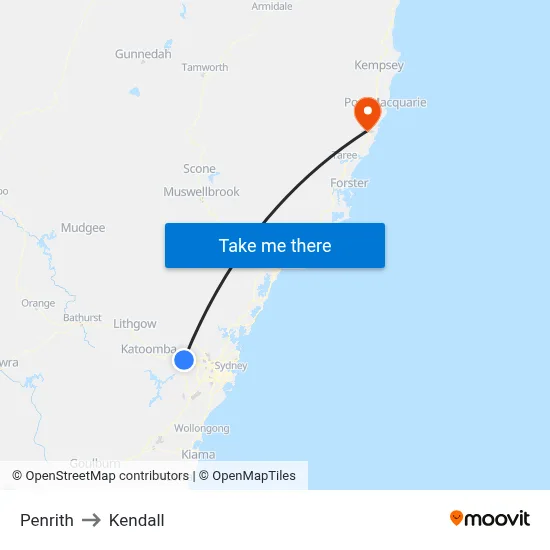Penrith to Kendall map