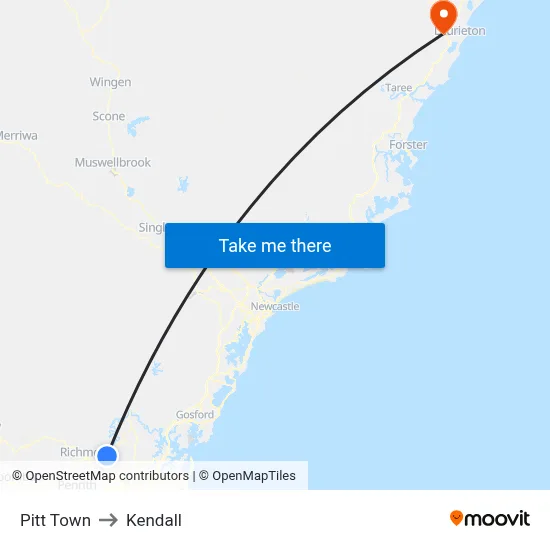Pitt Town to Kendall map