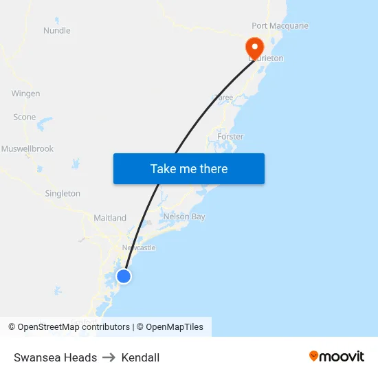 Swansea Heads to Kendall map
