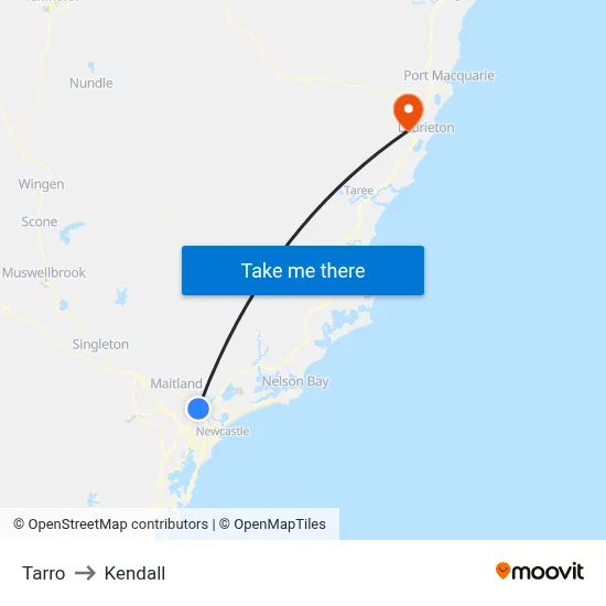 Tarro to Kendall map