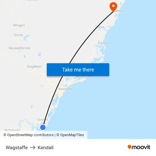Wagstaffe to Kendall map