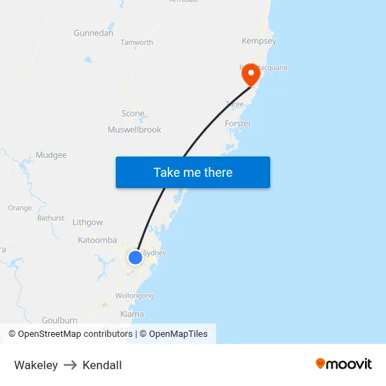Wakeley to Kendall map