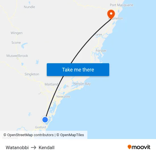 Watanobbi to Kendall map