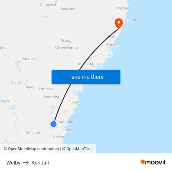 Welby to Kendall map