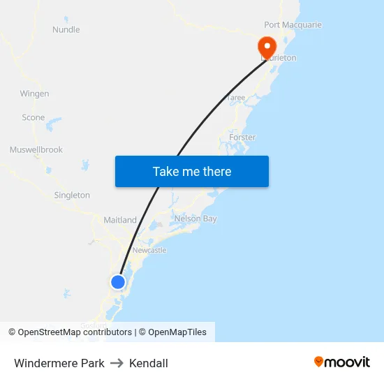 Windermere Park to Kendall map