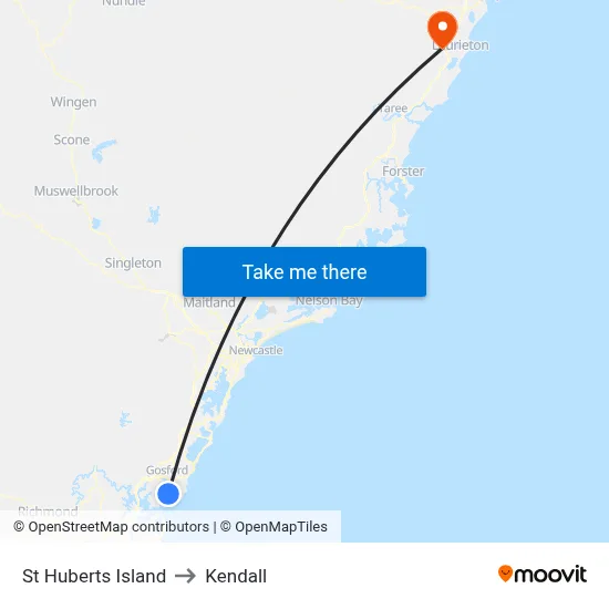 St Huberts Island to Kendall map