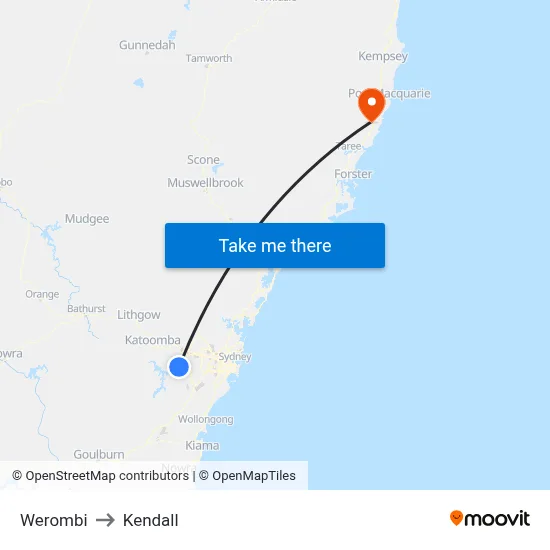 Werombi to Kendall map