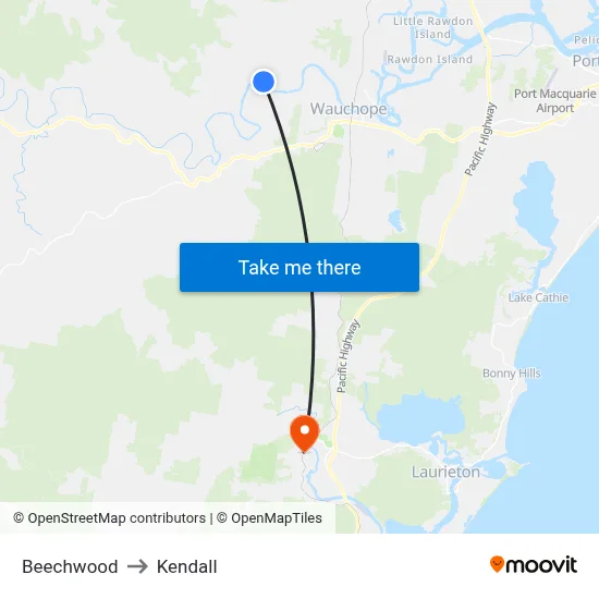 Beechwood to Kendall map