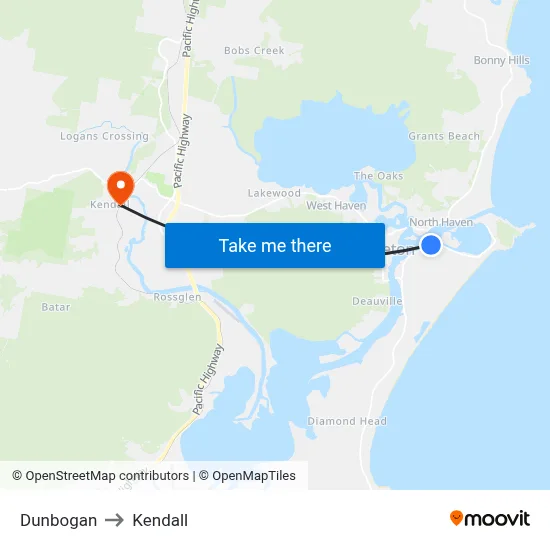 Dunbogan to Kendall map