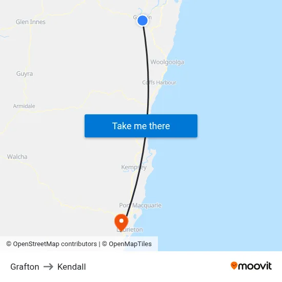 Grafton to Kendall map