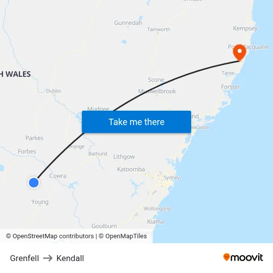 Grenfell to Kendall map
