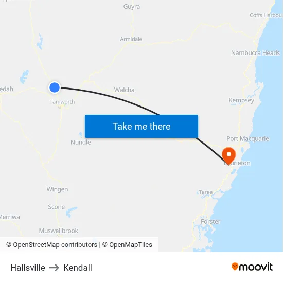 Hallsville to Kendall map