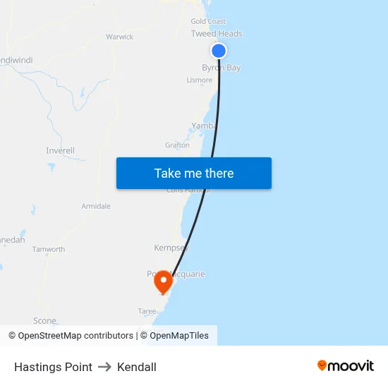 Hastings Point to Kendall map