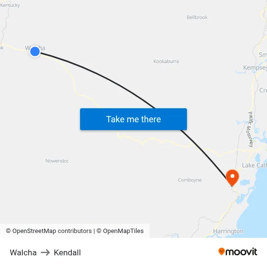 Walcha to Kendall map