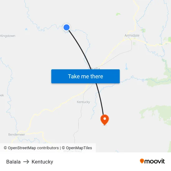 Balala to Kentucky map