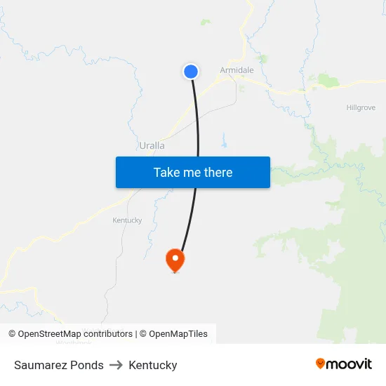 Saumarez Ponds to Kentucky map