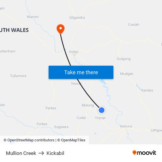 Mullion Creek to Kickabil map