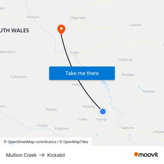 Mullion Creek to Kickabil map